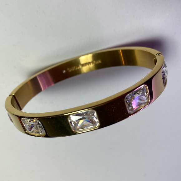 Michael Kors Gold Tone Bangle Bracelet Large Crystals - Picture 1 of 4